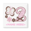 Pink Butterfly 2nd Birthday magnets