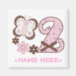 Pink Butterfly 2nd Birthday Refrigerator Magnets