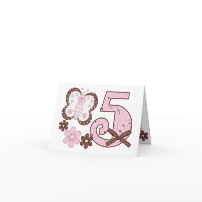 Pink Butterfly 5th Birthday Invitations Card by Kewlkids