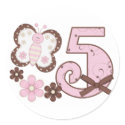 Pink Butterfly 5th Birthday stickers by Kewlkids Pink Butterfly 5th Birthday stickers