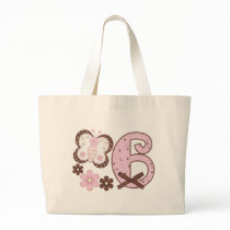 Pink Butterfly 6th Birthday Tote Bags