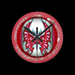 Pink Butterfly 8" Round Wall Clock wall clocks