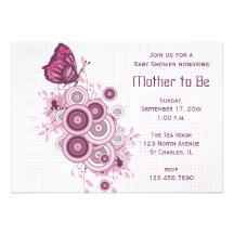 Pink Butterfly Baby Shower Invitation