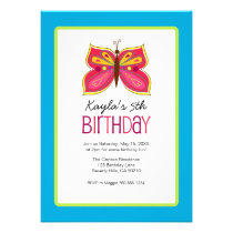 Pink Butterfly Birthday Party Invitaitons invitations