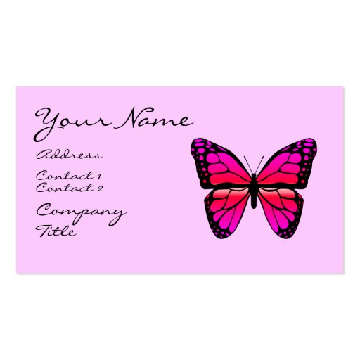 Pink Butterfly Business Card (front side)