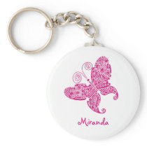Pink Butterfly Customizable keychains