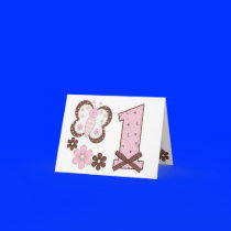 Pink Butterfly First Birthday Invitations Greeting Cards