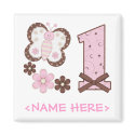 Pink Butterfly First Birthday magnets by Kewlkids Pink Butterfly First Birthday magnets
