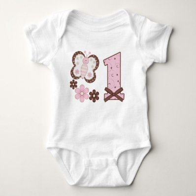 Pink Butterfly First Birthday Shirt
