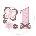 Pink Butterfly First Birthday stickers by Kewlkids Pink Butterfly First Birthday stickers