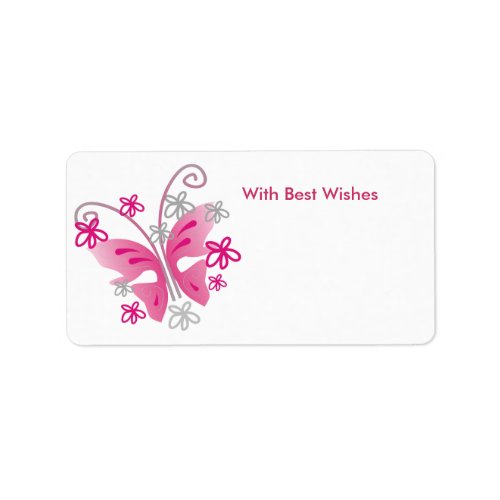 Pink Butterfly Gift Tags - Best wishes Address Label