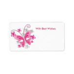 Pink Butterfly Gift Tags - Best wishes Personalized Address Label