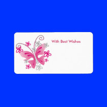 Pink Butterfly Gift Tags - Best wishes Personalized Address Label