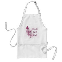 Pink Butterfly Martial Arts Black Belt Girl Apron