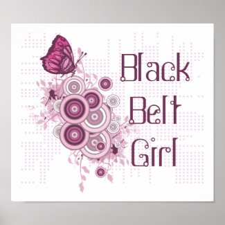 Pink Butterfly Martial Arts Black Belt Girl Poster