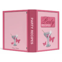 Pink Butterfly Martini Party Recipes Binder