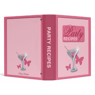 Pink Butterfly Martini Party Recipes Binder binder