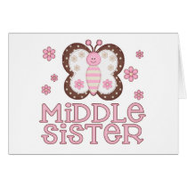 Pink Butterfly Middle Sister Greeting Card
