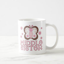 Pink Butterfly Middle Sister Coffee Mugs