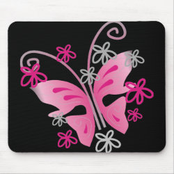 pink butterfly mousepad mousepad