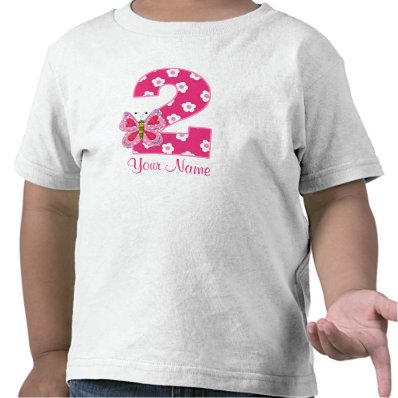 Pink Butterfly Personalized 2nd Birthday Shirt