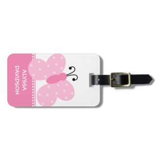 Pink Butterfly Personalized Tag For Bags