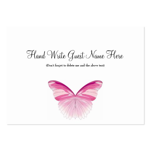 Pink Butterfly - Place Cards Business Cards (front side)