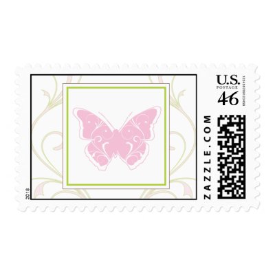 Pink Butterfly Postage Stamp