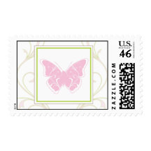 Pink Butterfly Postage Stamp