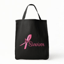 Pink Butterfly Ribbon - Breast Cancer Survivor Canvas Bag