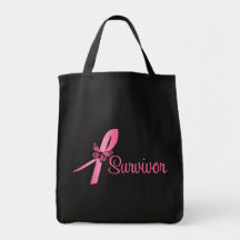 Pink Butterfly Ribbon - Breast Cancer Survivor Canvas Bag