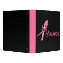 Pink Butterfly Ribbon - Breast Cancer Survivor Vinyl Binder