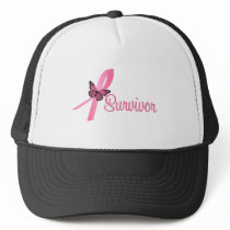 Pink Butterfly Ribbon - Breast Cancer Survivor Trucker Hat