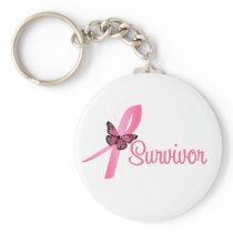 Pink Butterfly Ribbon - Breast Cancer Survivor Keychains