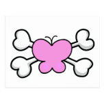 pink butterfly Skull and Crossbones postcards