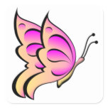 Pink Butterfly Square Sticker