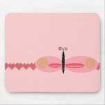 Pink Butterfly with Heart Border Mouse Mat