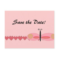 Pink Butterfly with Heart Border postcards