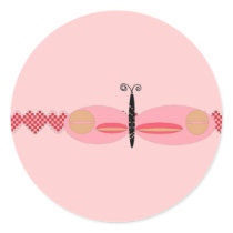 Pink Butterfly with Heart Border stickers