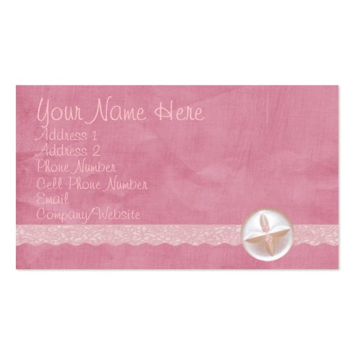 Pink Button & Lace Business Card (front side)
