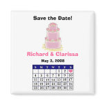 Pink Cake & Calendar Save the Date Magnet