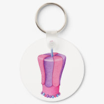 Pink Cake Heart Keychain by floatinglemons Pink Cake Heart Keychain