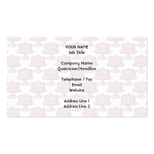 Pink Cake on Pink Cake Pattern. Business Card Template (back side)