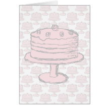 Pink Cake on Pink Cake Pattern. Greeting Card