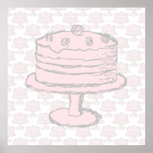 Pink Cake on Pink Cake Pattern. Print