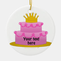 Pink Cake With Crown Birthday Christmas Ornaments
