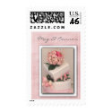 Pink Cake with flowers stamp