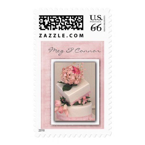 Pink Cake with flowers stamp
