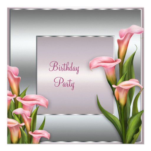 Pink Calla Lily Birthday Party Invitation Template