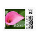 Pink calla lily RSVP postage